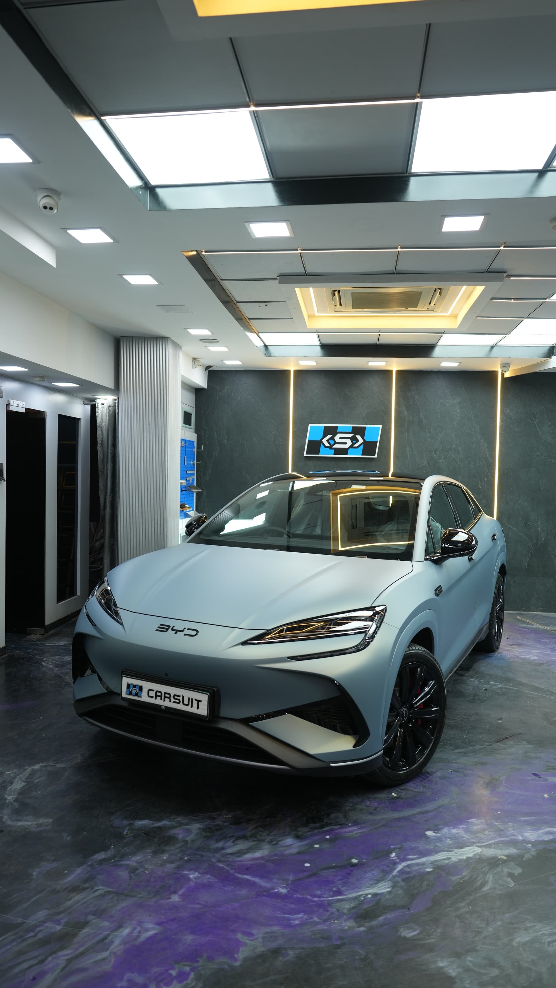 BYD electric SUV fitted with aftermarket alloys at Carsuit Mumbai